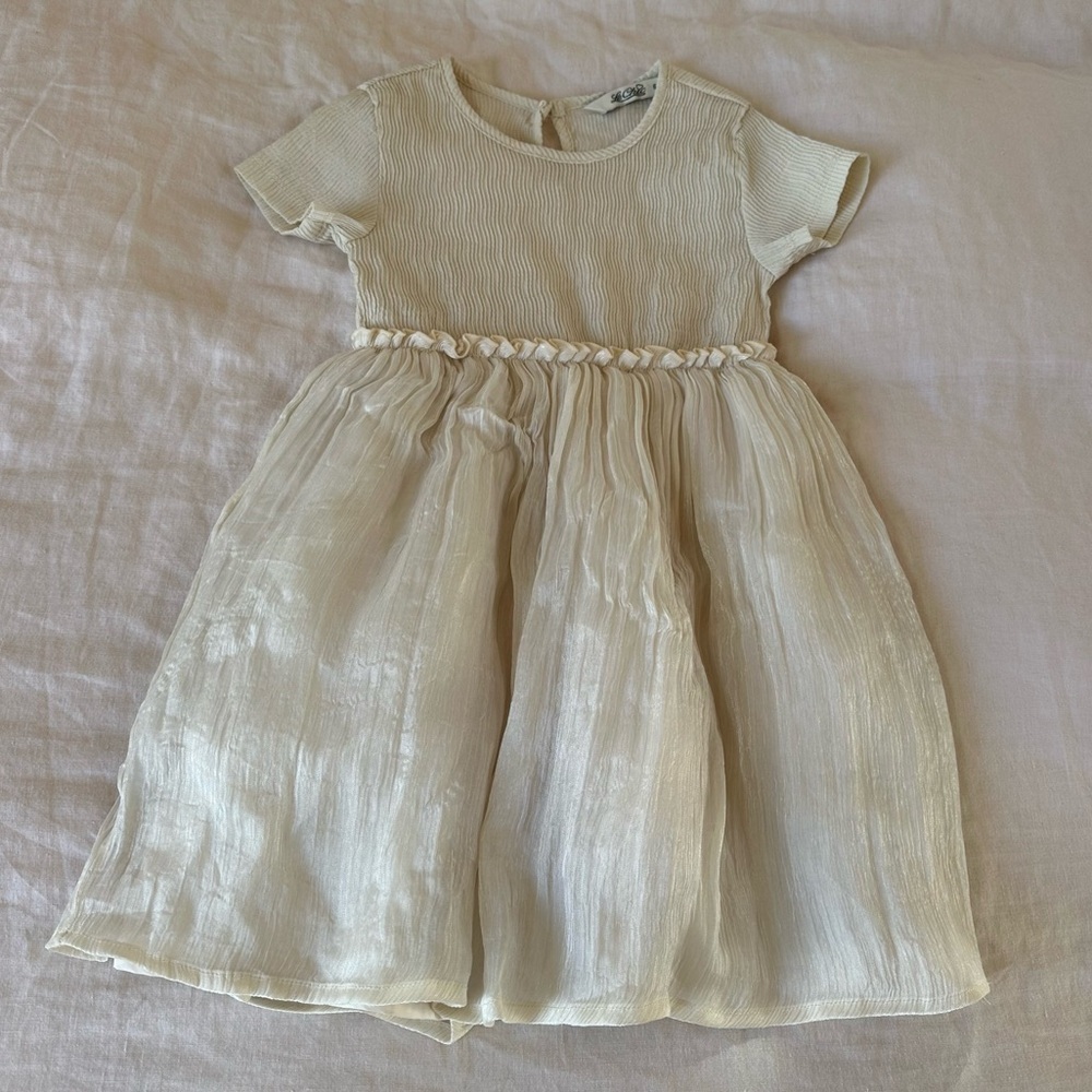 Le Chic Girls Shimmery Crepe Satin Dress Size 5